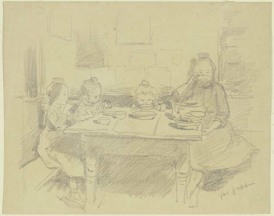 Vier Schwälmer Kinder am Tisch de Jacob Happ