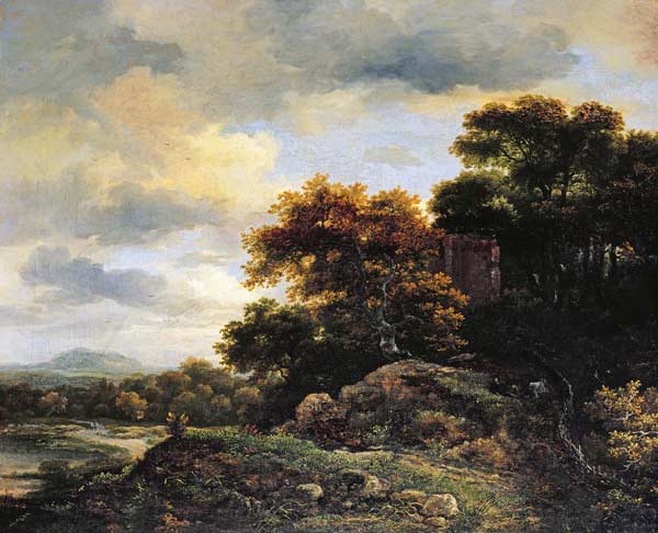 Landscape with Wooded Hillock de Jacob Isaacksz van Ruisdael