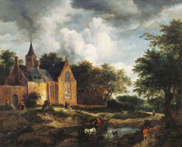 Landscape with an old church de Jacob Isaacksz van Ruisdael