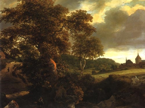 Hill landscape with oak de Jacob Isaacksz van Ruisdael