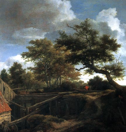Woodland landscape with rear view of a water-mill de Jacob Isaacksz van Ruisdael
