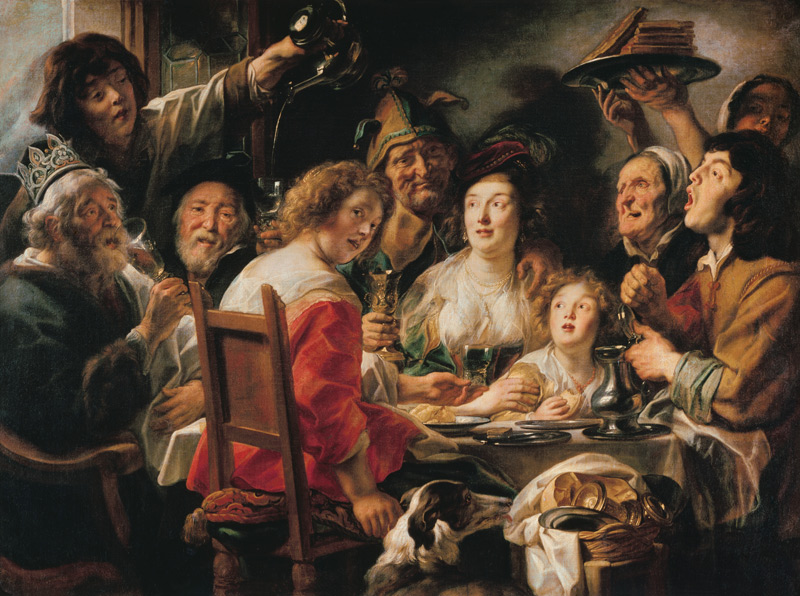 The King Drinks, or Family Meal on the Feast of Epiphany de Jacob Jordaens
