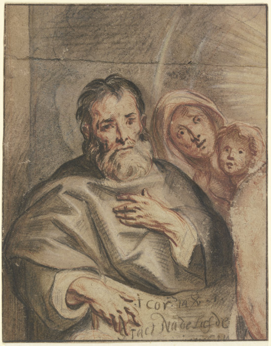 Alter Mann mit junger Frau und Kleinkind (Heilige Familie?) de Jacob Jordaens