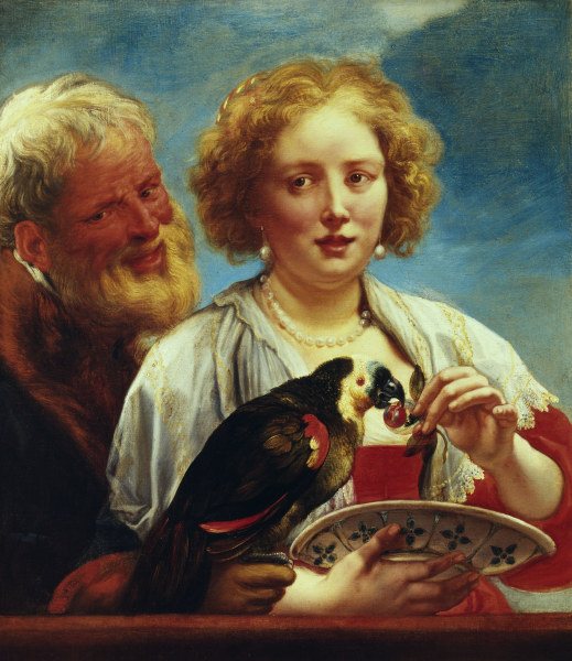 J.Jordaens/ Junge Frau mit altem Mann de Jacob Jordaens