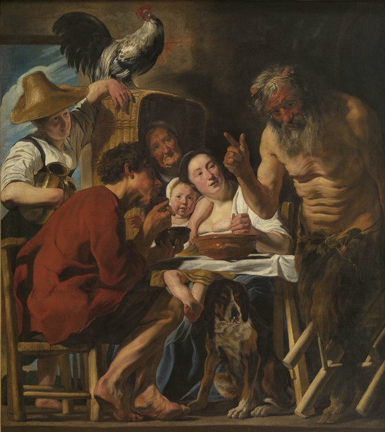 Satyr and peasant family de Jacob Jordaens