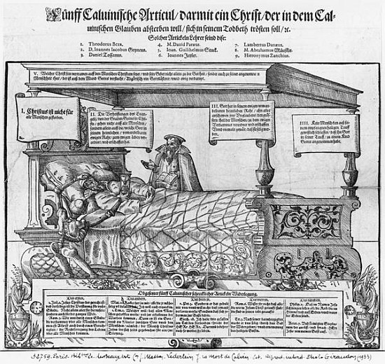 John Calvin on his death bed de Jacob Lederlein