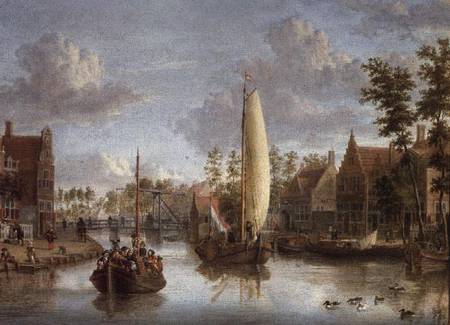 A Canal with barges de Jacob Storck