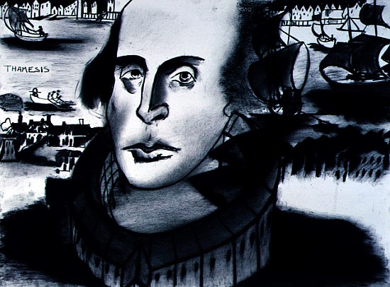 William Shakespeare (1564-1616) 1994 (charcoal on paper)  de Jacob  Sutton
