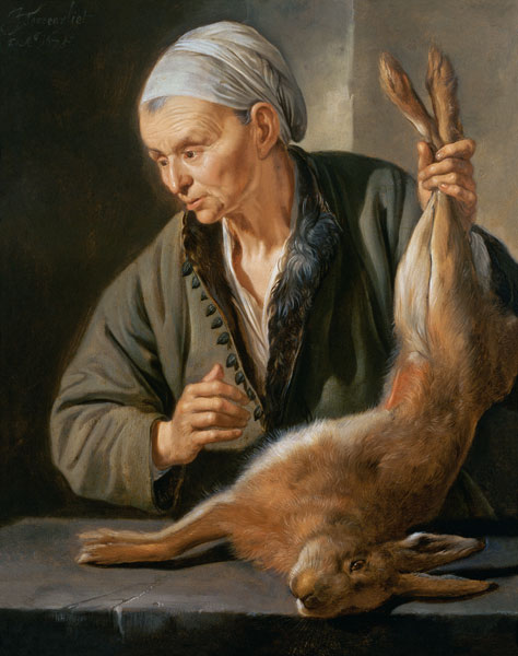 Woman with a dead hare de Jacob Toorenvliet