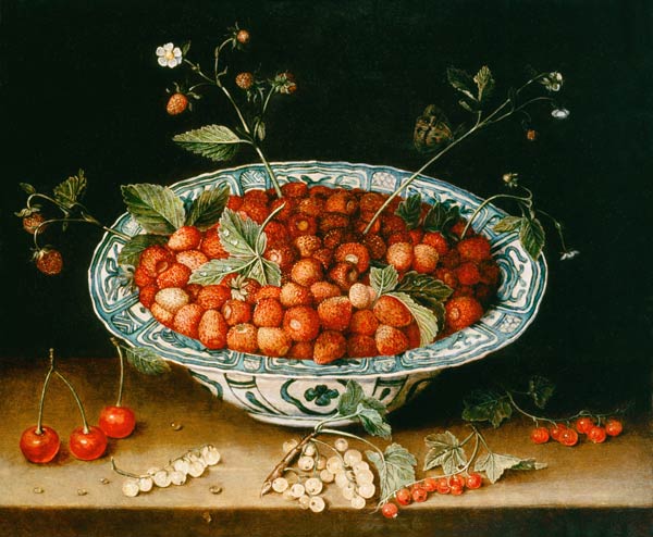 Bol de porcelana con fresas de Jacob van Hulsdonck