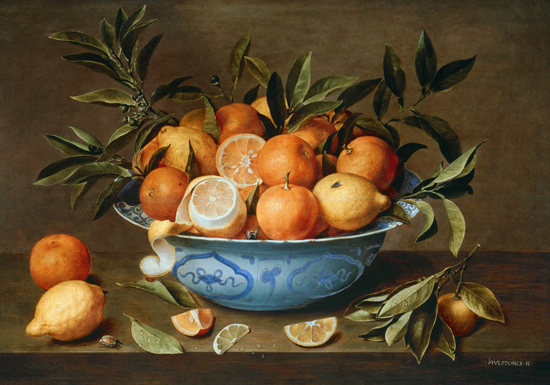 Still Life with Oranges and Lemons in a Wan-Li Porcelain Dish de Jacob van Hulsdonck