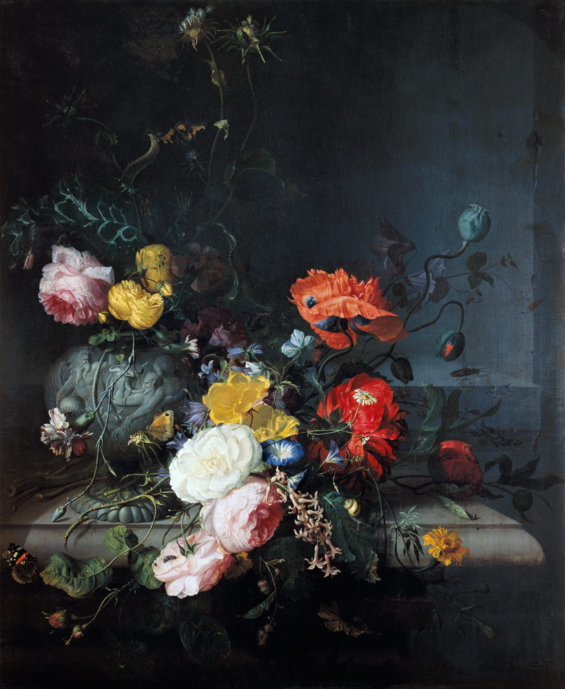 Still Life with Flowers and Insects de Jacob van Walscapelle