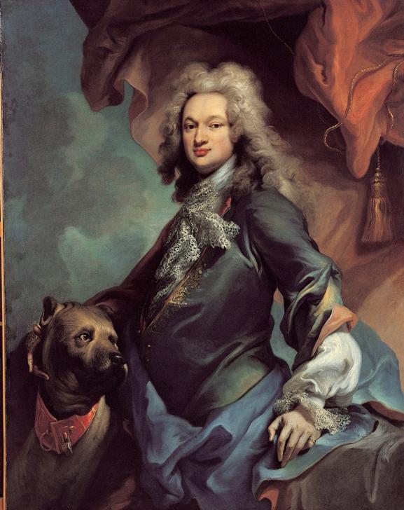 Portrait of a man with Great Dane de Jacopo Amigoni