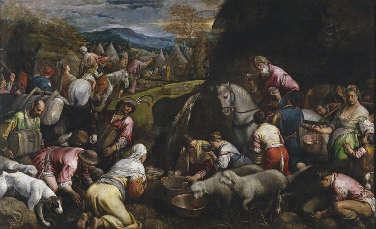 Moses Striking Water from the Rock de Jacopo Bassano