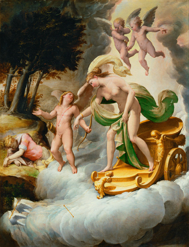 Venus Led by Cupid to Dead Adonis de Jacopo Bertoia