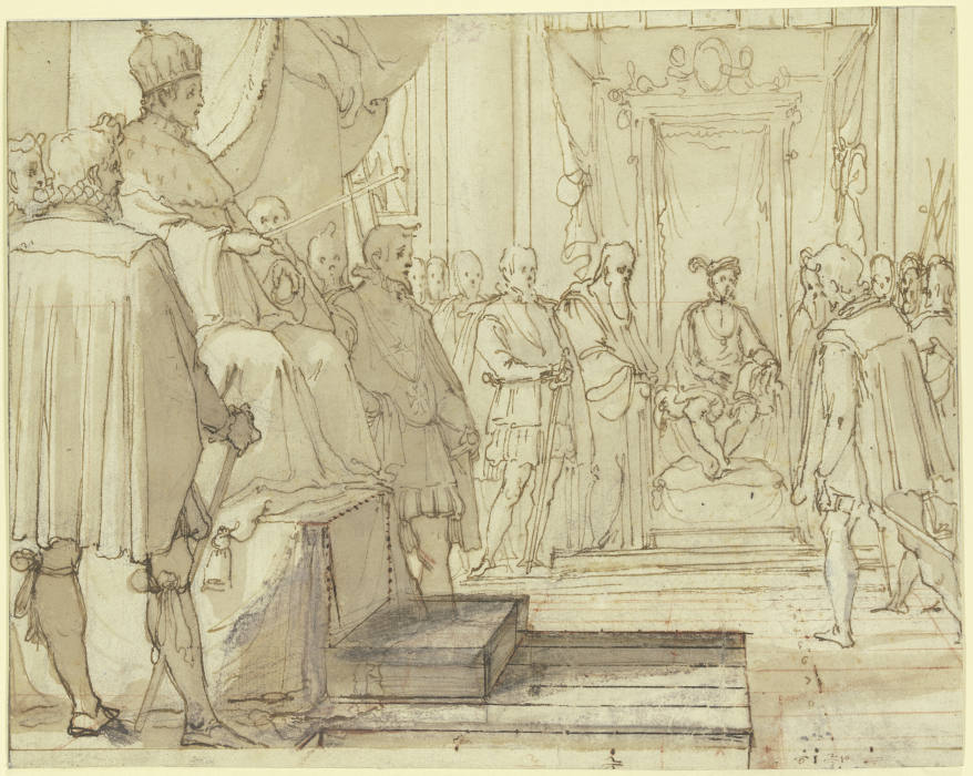 Treueschwur der spanischen Fürsten zum jungen König Philipp II. in Anwesenheit Kaiser Karls V. de Jacopo Chimenti gen. Da Empoli