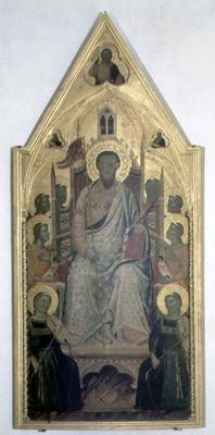 St. Bartholomew enthroned with Angels (tempera on panel) de Jacopo del Casentino