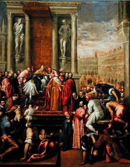 Pope Alexander III (1105-81) and Doge Sebastiano Ziani (c.1102-80) Send the Young Ottone to Frederic de Jacopo Palma il Giovane