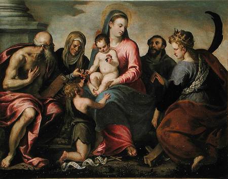 Virgin and Child surrounded by Saint Jerome, Saint Elizabeth, Saint John the Baptist, Saint Francis de Jacopo Palma il Giovane