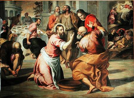 The washing of the feet de Jacopo Palma il Giovane