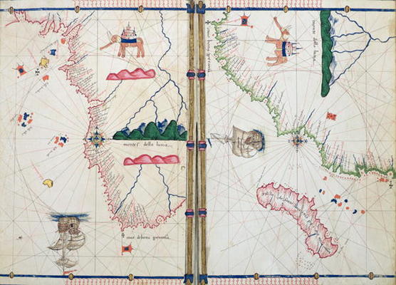 Ms Ital 550.0.3.15 fol.4v-5r Map of Africa and the Cape of Good Hope, from the 'Carte Geografiche' ( de Jacopo Russo