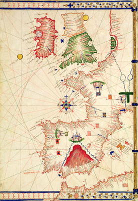Ms Ital 550.0.3.15 fol.2r Map of Europe, from 'Carte Geografiche' (vellum) de Jacopo Russo