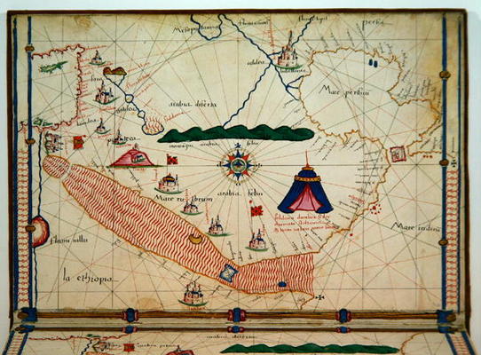 Ms Ital 550.0.3.15 fol.5v Map of the Red Sea, from the 'Carte Geografiche' (vellum) de Jacopo Russo