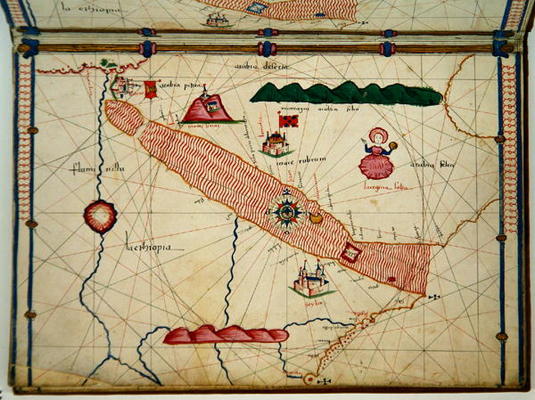 Ms Ital 550.0.3.15 fol.6r Map of Egypt, from the 'Carte Geografiche' (vellum) de Jacopo Russo