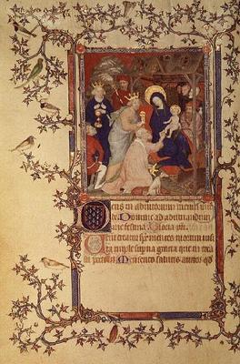 Lat 18014 f.42v The Adoration of the Magi, from Les Petites Heures de Duc de Berry, c.1385-90 (vellu