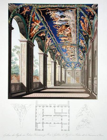 The Gallery of Psyche at the Villa Farnesina, Rome, from a set of twelve engravings de Jacques Belly