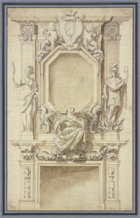 Richly ornamented fireplace de Jacques Callot