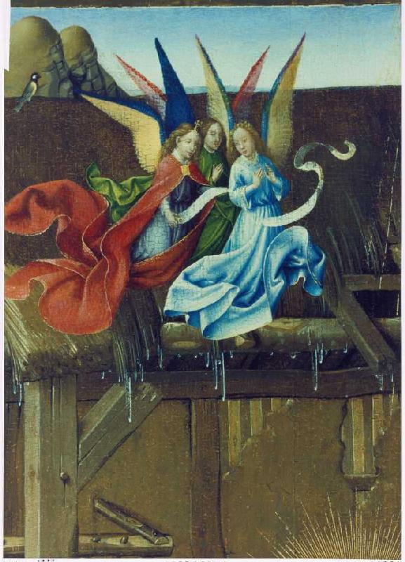 Birth Christi. Detail: Three angels de Jacques Daret