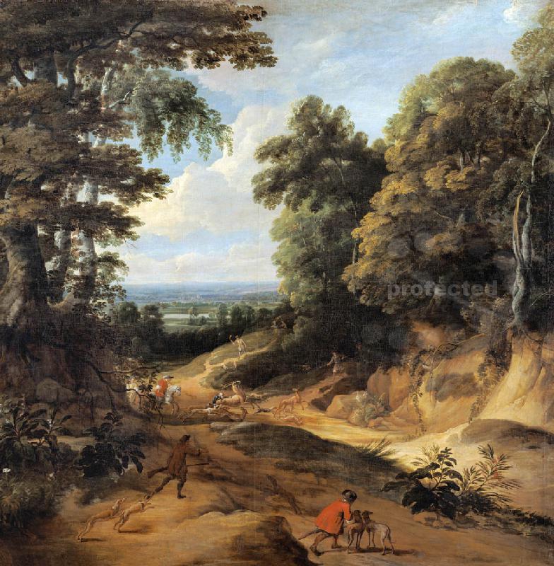 Paisaje con árboles altos (el camino del bosque (imagen original con las rayas en el medio)