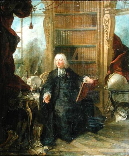 Abbot Nollet (1700-70) in his study, in chateau de la Muette optical pavilion de Jacques Lajoue