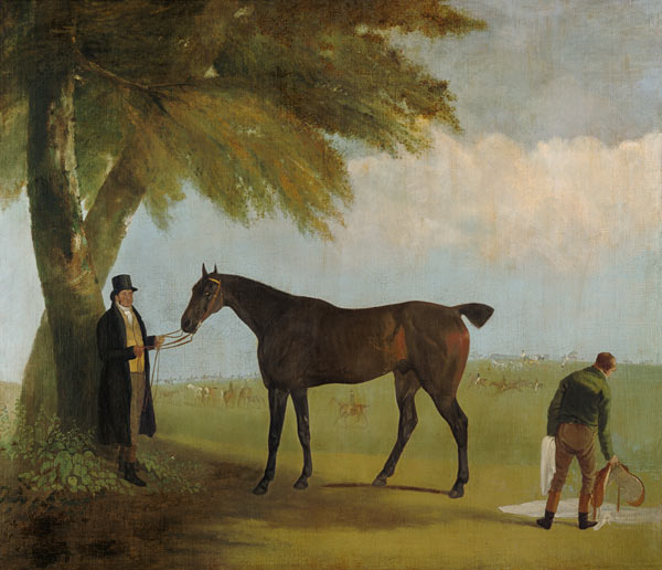 Malcolm Greame with a thoroughbred horse. de Jacques-Laurent Agasse