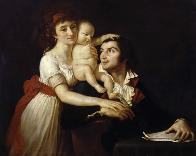 Camille Desmoulins with his wife Lucile and child de Jacques Louis David