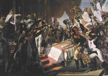 The Distribution of the Eagle Standards, 5th December 1804, detail of the standard bearers de Jacques Louis David