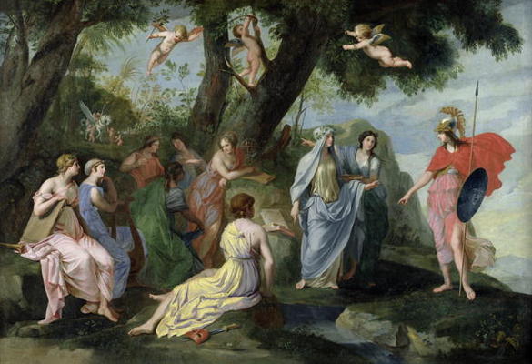 Minerva with the Muses (oil on canvas) de Jacques Stella