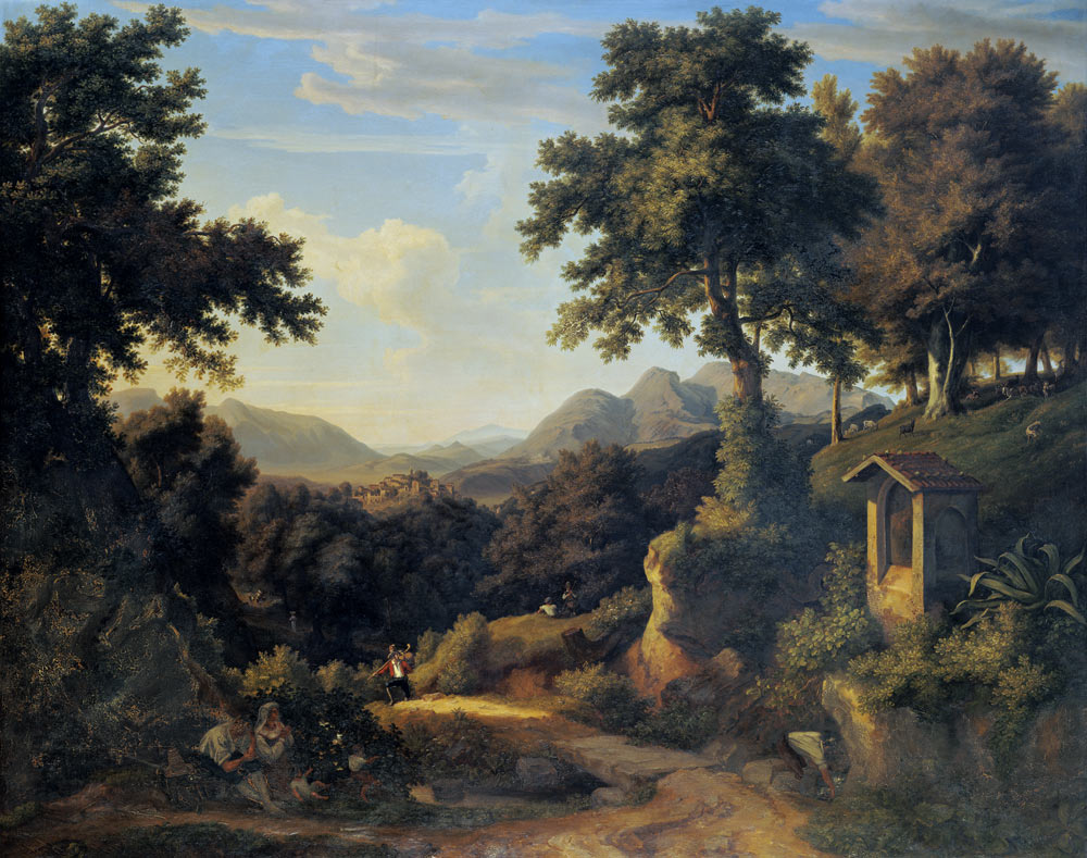 Italian landscape with wayside shrine de Jakob Christoph Miville