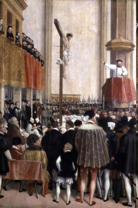 Sermon of the Papal Legate, Cornelius Musso (1511-74), in the Augustinerkirche Vienna on 1561 de Jakob Seisenegger