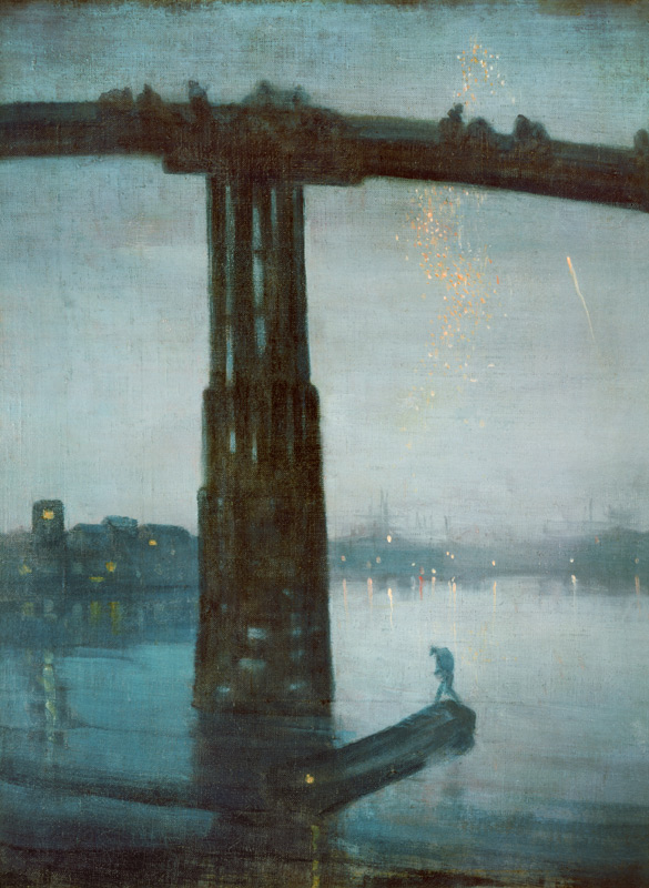 The old Battersea bridge -- nocturne blue and gold de James Abbott McNeill Whistler