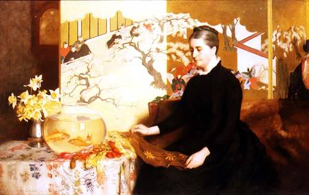 Lady With Japanese Screen and Goldfish (Portrait of the Artist's Mother) de James Cadenhead