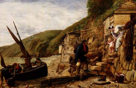 "Welcome, Bonny Boat!" The Fisherman's Return, scene at Clovelly, North Devon de James Clarke Hook