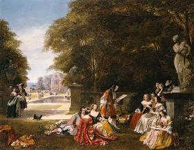 Garden party in buzzer Hill at times of Charles II