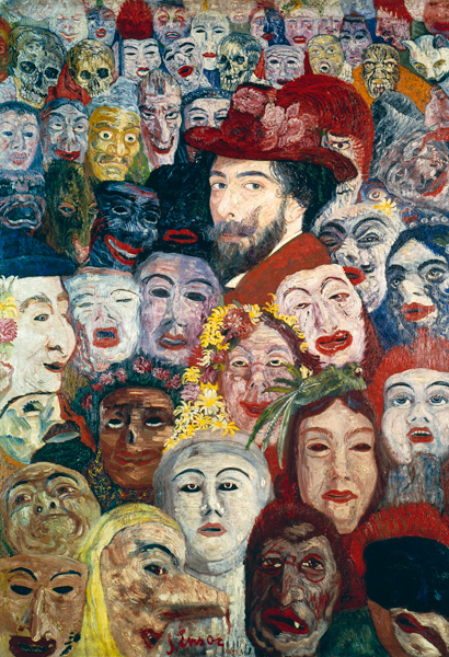 My Portrait Surrounded by Masks, 1899  (see also 170289 & 188976) de James Ensor