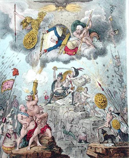 Confederated Coalition, or The Giants Storming Heaven, published by Hannah Humphrey in 1804 (etching de James Gillray
