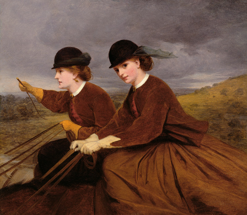 On the Downs - Two Ladies Riding Side-Saddle de James Hayllar