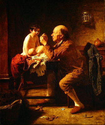 A Stitch in Time, 1862 (oil on canvas) de James Hayllar