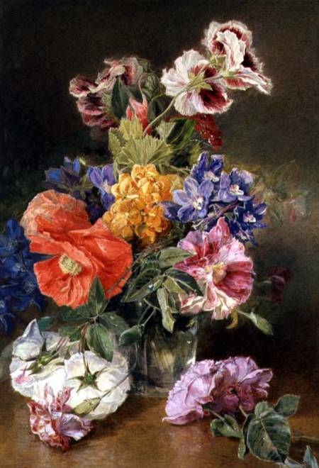 Roses, Poppy and Pelargonia de James Holland