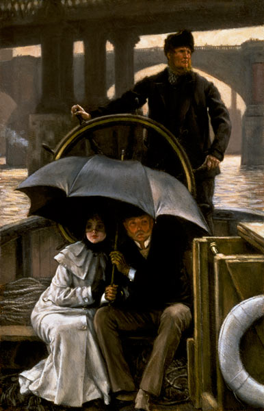On the ferry boat in the rain. de James Jacques Tissot